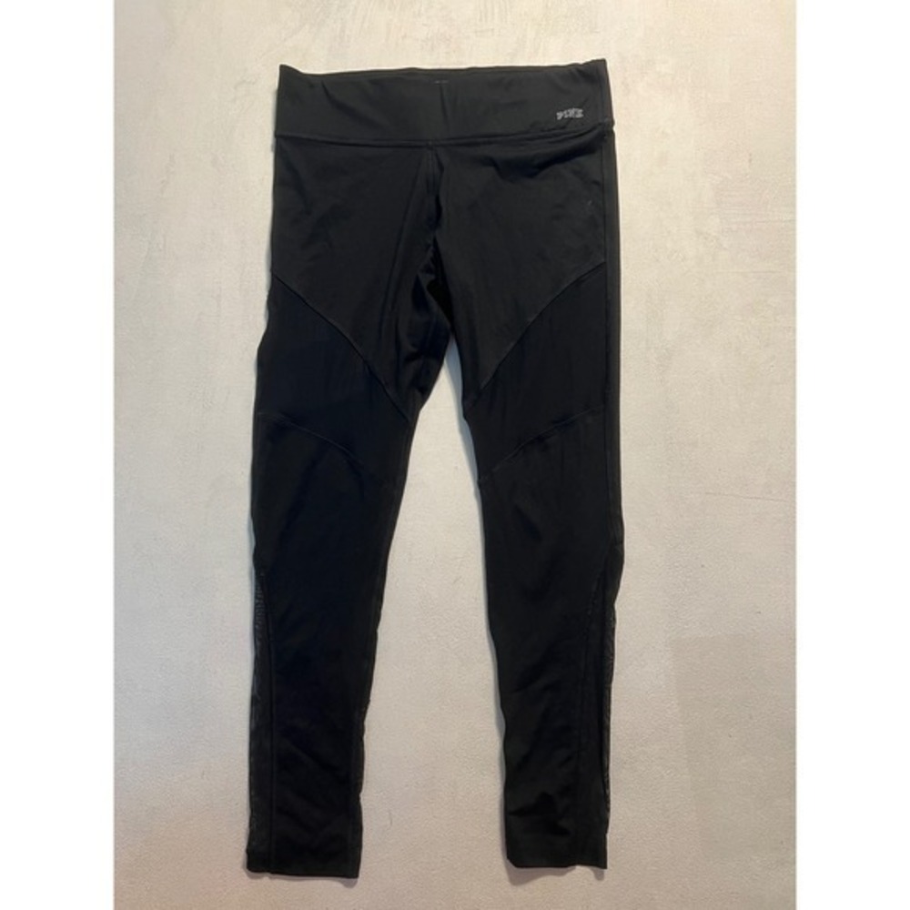 Pink Victoria's Secret Ultimate Black Mesh Panel Leggings Large Athleisure Pants